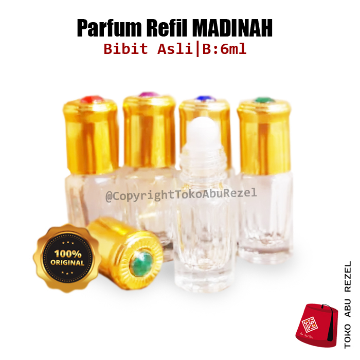 Parfum Reffil Madinah 6 ml | Bibit Asli Parfum Madinah | Minyak Wangi Non Alkohol | Isi Ulang Bibit Parfum Madinah | Wewangian Madinah