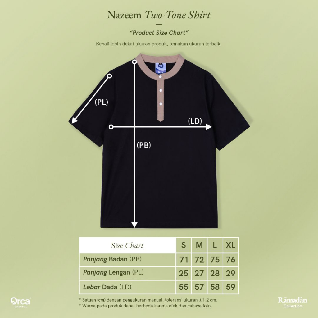 Orca Kemeja Pendek Nazeem Two-Tone Shirt Tan Black