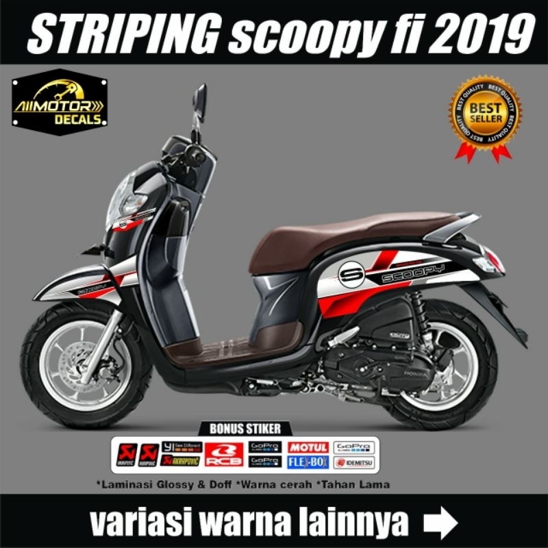 Striping Honda Scoopy 110 FI Tahun 2019 / Stiker List Variasi Motor Scoopy fi Grafis