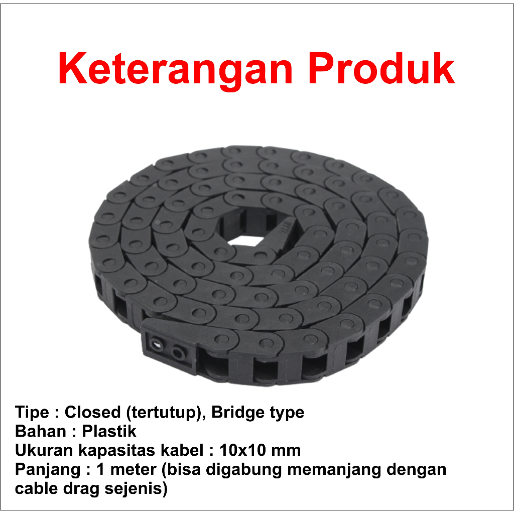 [HAEBOT] Kabel Cable Drag Chain Wire Carrier Plastic 10x10 mm Closed Type CNC Industri  Mekanik Towline Mesin Pembawa Rantai Kabel