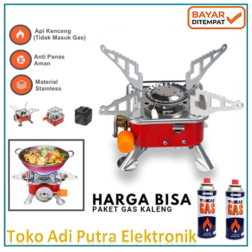 Kompor Camping Portable Model Kotak Portabel Stove Mini Alat Masak Gunung Kotak + Gas Kaleng