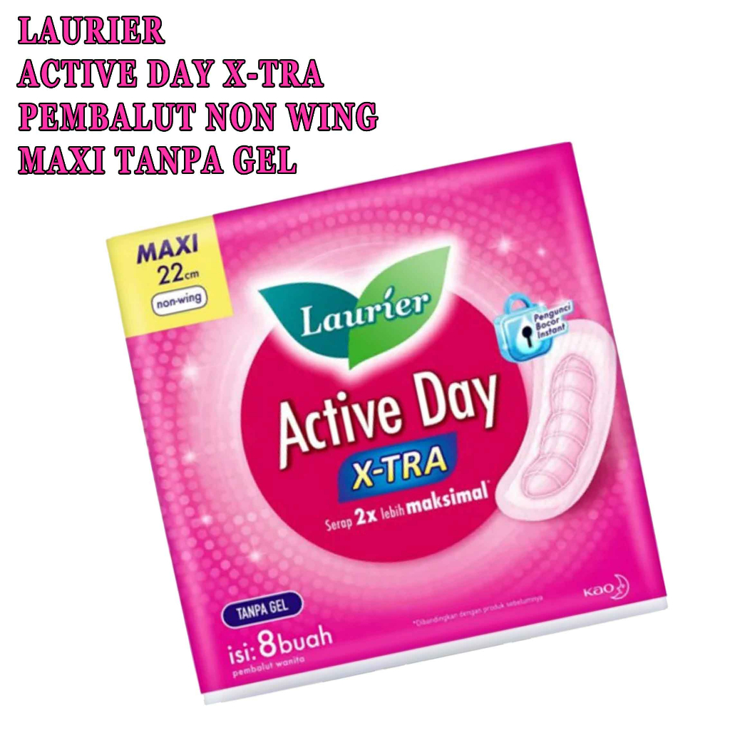 Pembalut* Laurier* Active day* super maxi* quick lock* Tanpa gel