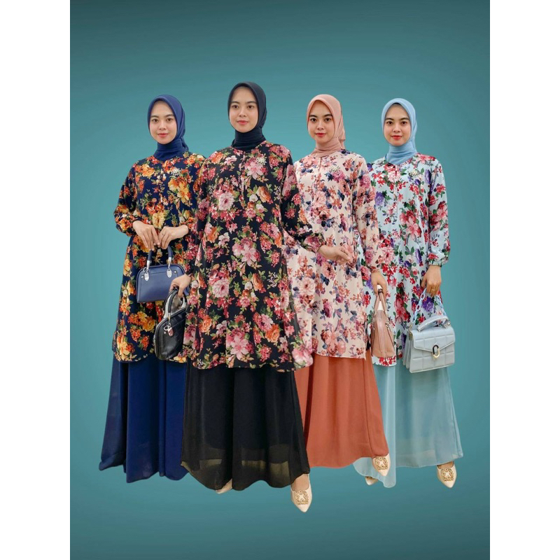 PB Prilly Busana - FLOWY VOL. 3 GAMIS MELAYU - GAMIS MALAYSIA KOMBINASI MOTIF POLOS - DRESS MOTIF