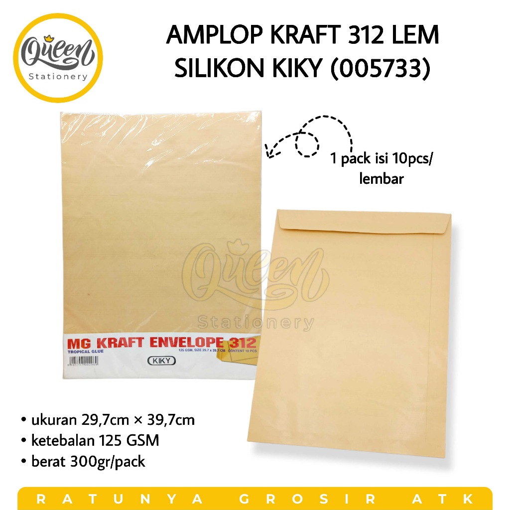 

1 PACK (10 LEMBAR) AMPLOP KRAFT 312 LEM SILICONE KIKY AMPLOP COKLAT KERTAS (005733)
