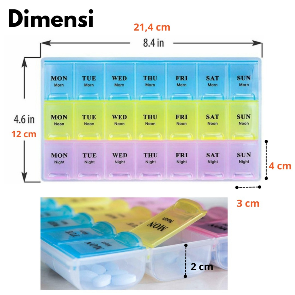 Pill box 21/Kotak obat Harian 3 X 7 = 21 Medicine Travel Box Obat Kotak Obat  Kotak Obat Tempat Obat