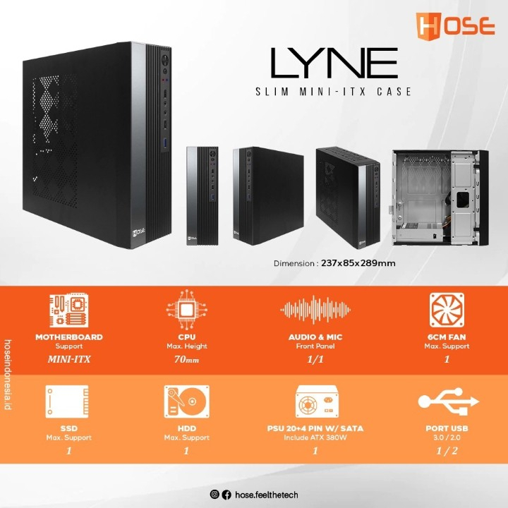 PC Case Hose Lyne Mini Tower M-Atx Include PSU 380Watt