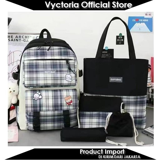 (COD) Vyctoria VOS18252 Tas Ransel Set 5in1 Wanita Cantik Import JTF18252 18252