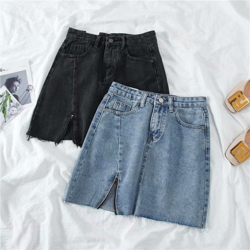 Rok kekinian rok jeans pendek wanita/3/4 rok jumbo korean style high waist rok jeans ripped pendek cewek kekinian ootd