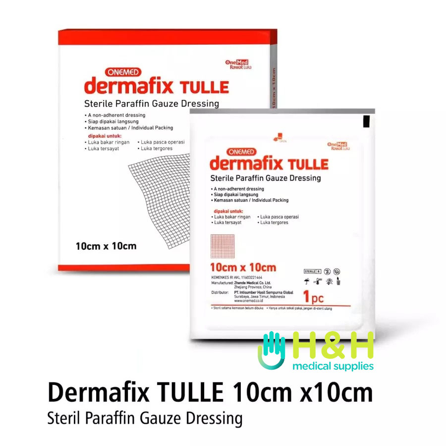 Dermafix Tulle 10 x 10 Cm / Paraffin Gauze / Dressing Luka / Perban Luka