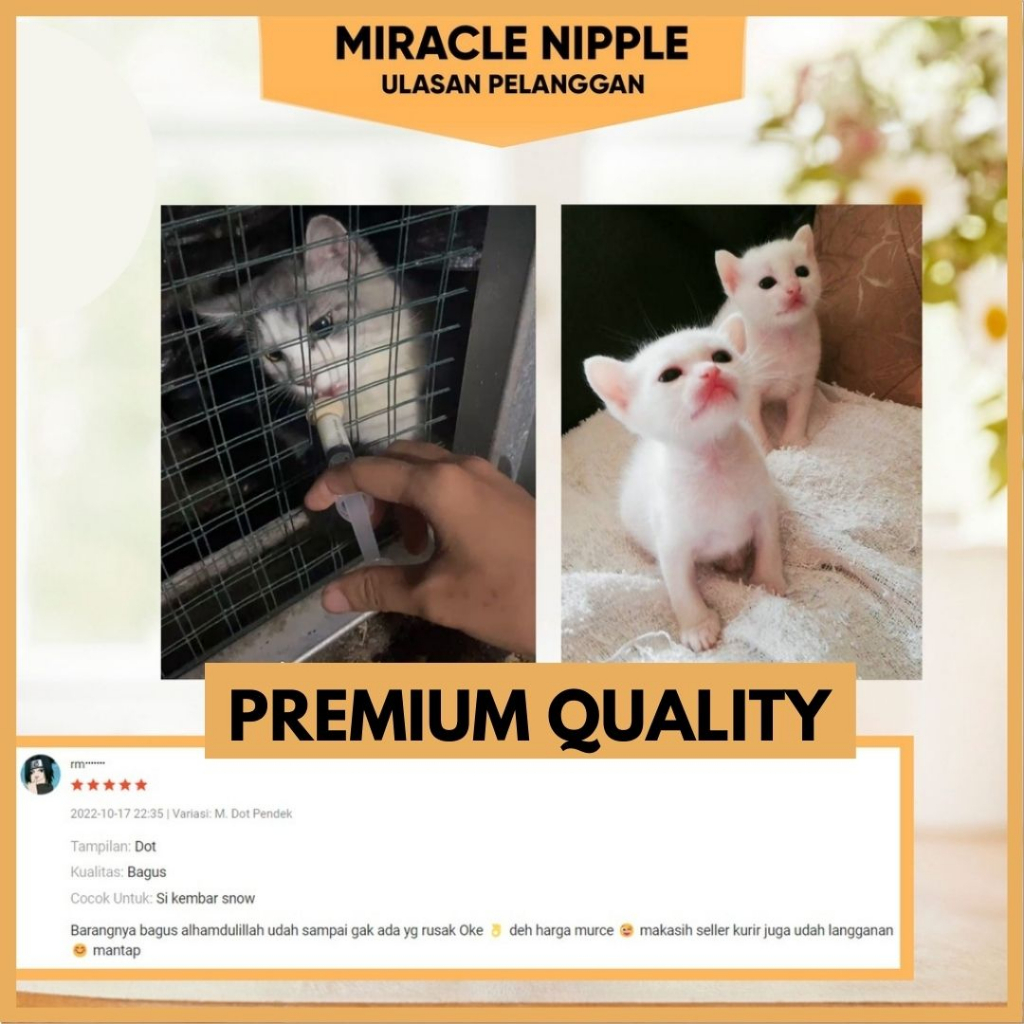 PET MIRACLE NIPPLE KITTEN ANAK KUCING DOT DODOT EMPENG SUSU BAYI KUCING BARU LAHIR FEFARM