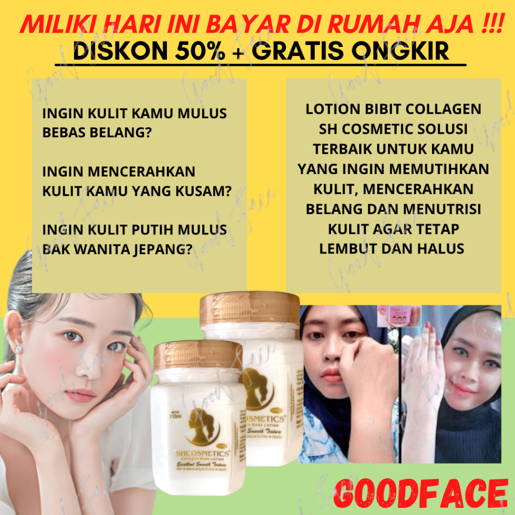 PEMUTIH BADAN PERMANEN BIBIT COLLAGEN SH COSMETICS ORIGINAL BPOM 100ML LOTION PEMUTIH TUBUH INSTAN