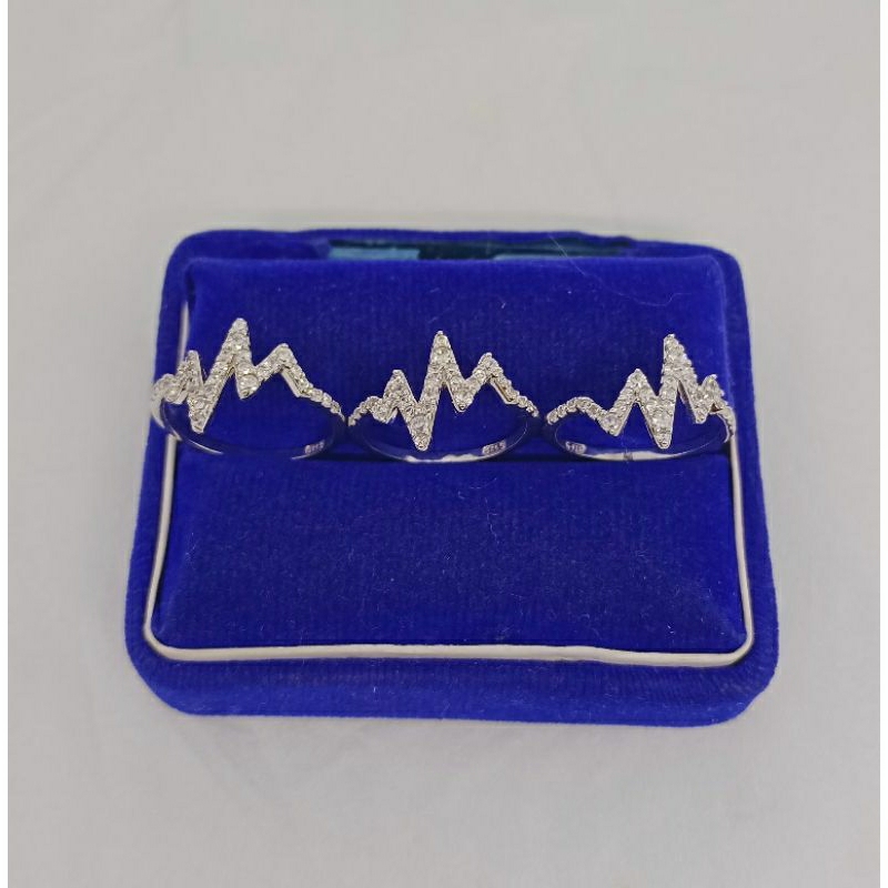 cincin zigzag mata putih/perak asli silver 925 lapis emas/perhiasan fashion wanita terbaru