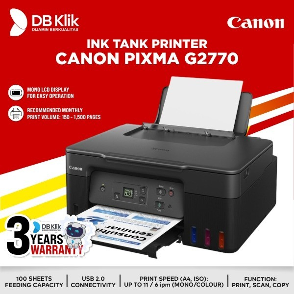 Printer Canon Pixma G2770 Print Scan Copy - G2770