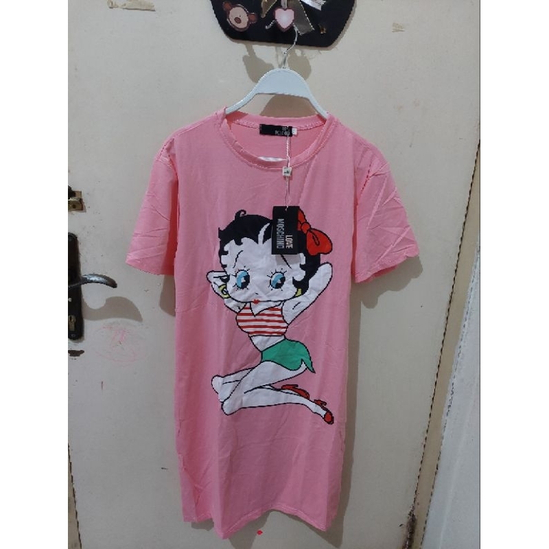 kaos dress midi Betty boop New import