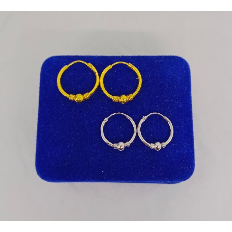 anting gypsy bulat kombinasi pentul S925 / perhiasan perak 925 berlapis emas