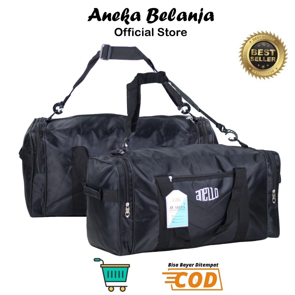 ANEKA - Tas Pakaian Jumbo Travel Anelo Warna Hitam Keren Tas Koper Mudik Stylish Multifungsi Bahan Tebal Kuat Termurah Berkualitas