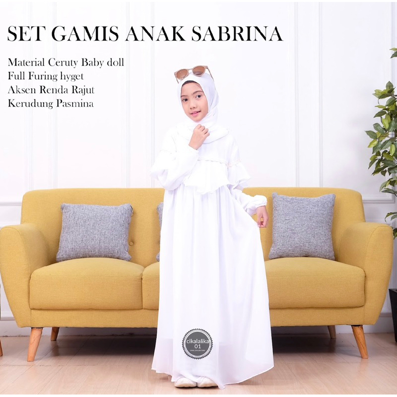 GAMIS ANAK SABRINA PUTIH RENDA CERUTY FULL FURING