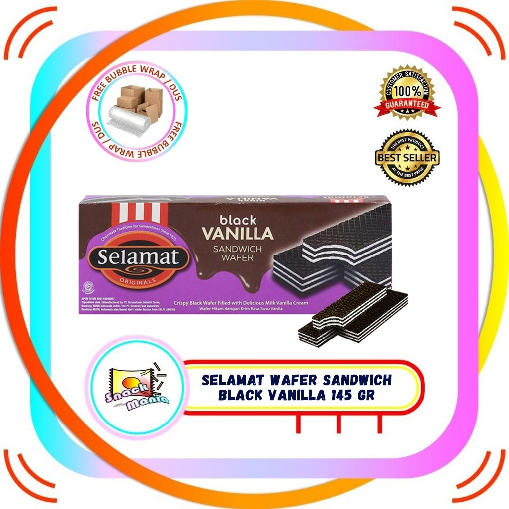 

Selamat Wafer Sandwich Black Vanilla 145 gr Coklat Vanila