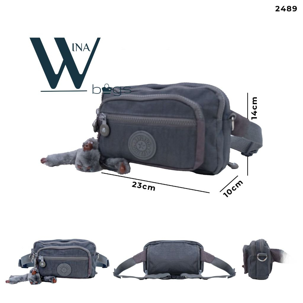WinaBags_TAS SELEMPANG kp 2489 model 2in1 WAIST BAG PRIA WANITA IMPORT /CONVERTIBEL BAG TAS NYLON PR