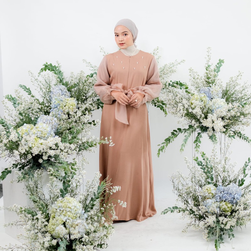 ELIZA ORGANZA DRESS LD 104/DRESS KONDANGAN/DRESS SAGE GREEN BRUKAT ORGANZA/DRESS PESTA/DRESS LEBARAN