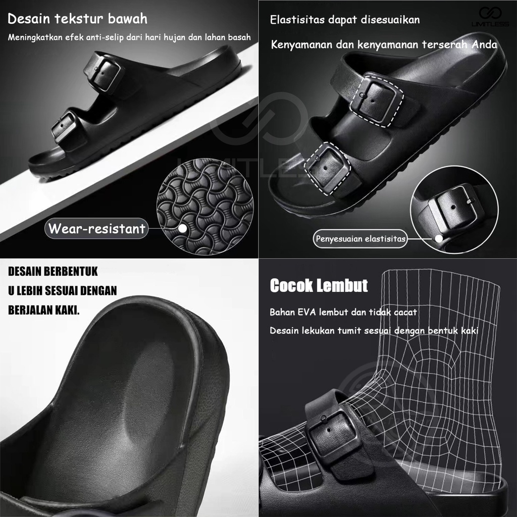 Sandal Pria Selop Casual Sendal Laki Laki Slide Dewasa Phylon Sandal Cowok Hitam Pria Terbaru Full Black