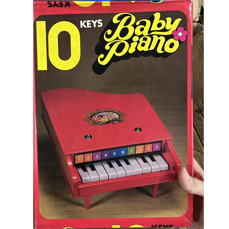 Mainan anak baby piano kayu 10keys jadul klasik lawas unik vintage barang jaman dulu nostalgia