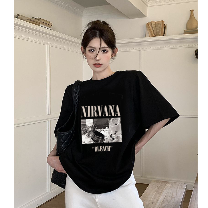 atasan kaos import wanita letter graphic graffiti print T-shirt kekinian baju kaos wanita lengan pendek