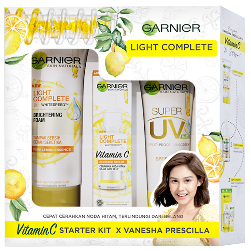 Garnier Bright Complete Vitamin C Paket Skincare X Vanesha Prescilla