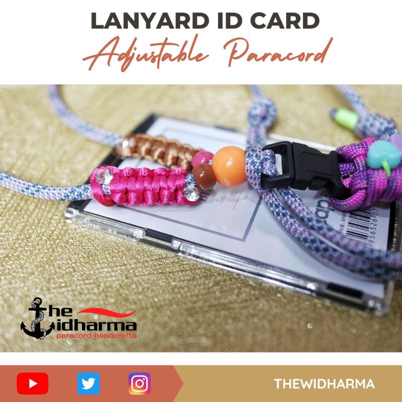 

Lanyard ID Card Macrame Colorfull Adjustable Tali Paracord