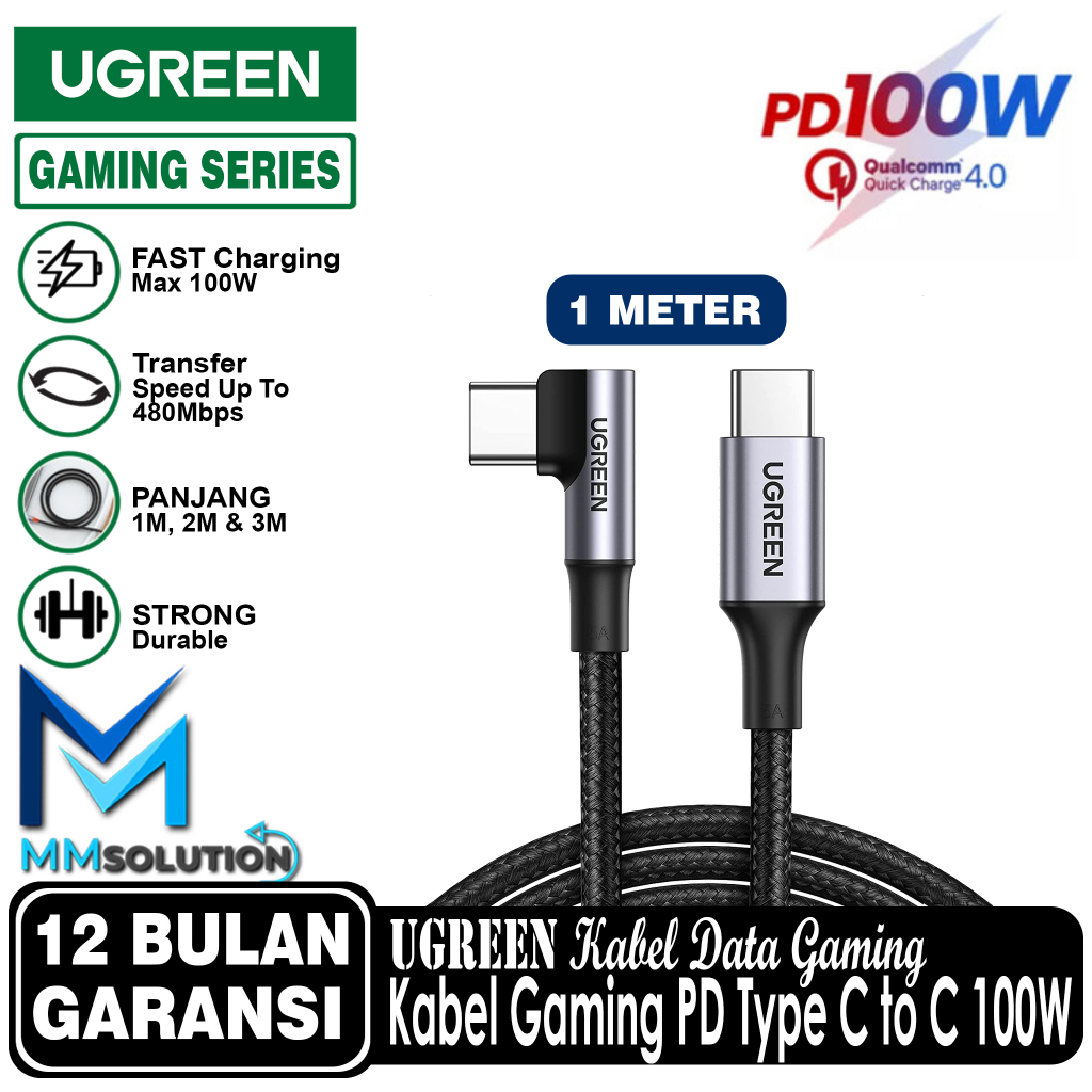 UGREEN Kabel Data GAMING USB Type C to Type C PD Fast Charging 100W - 70643 -- 1M