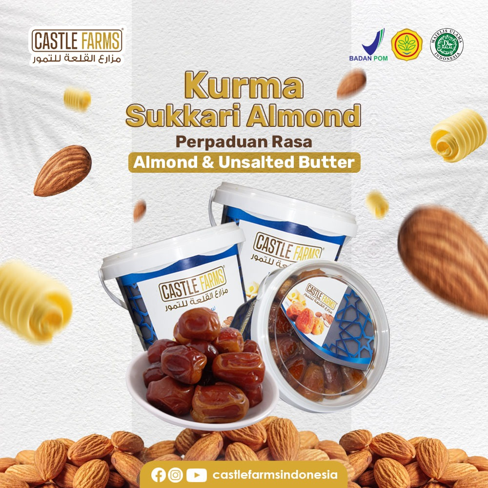 

Kurma Sukari Isi Kacang Almond Super Premium Quality Terbukti Nikmat Lezat Manis Empuk & Gurih