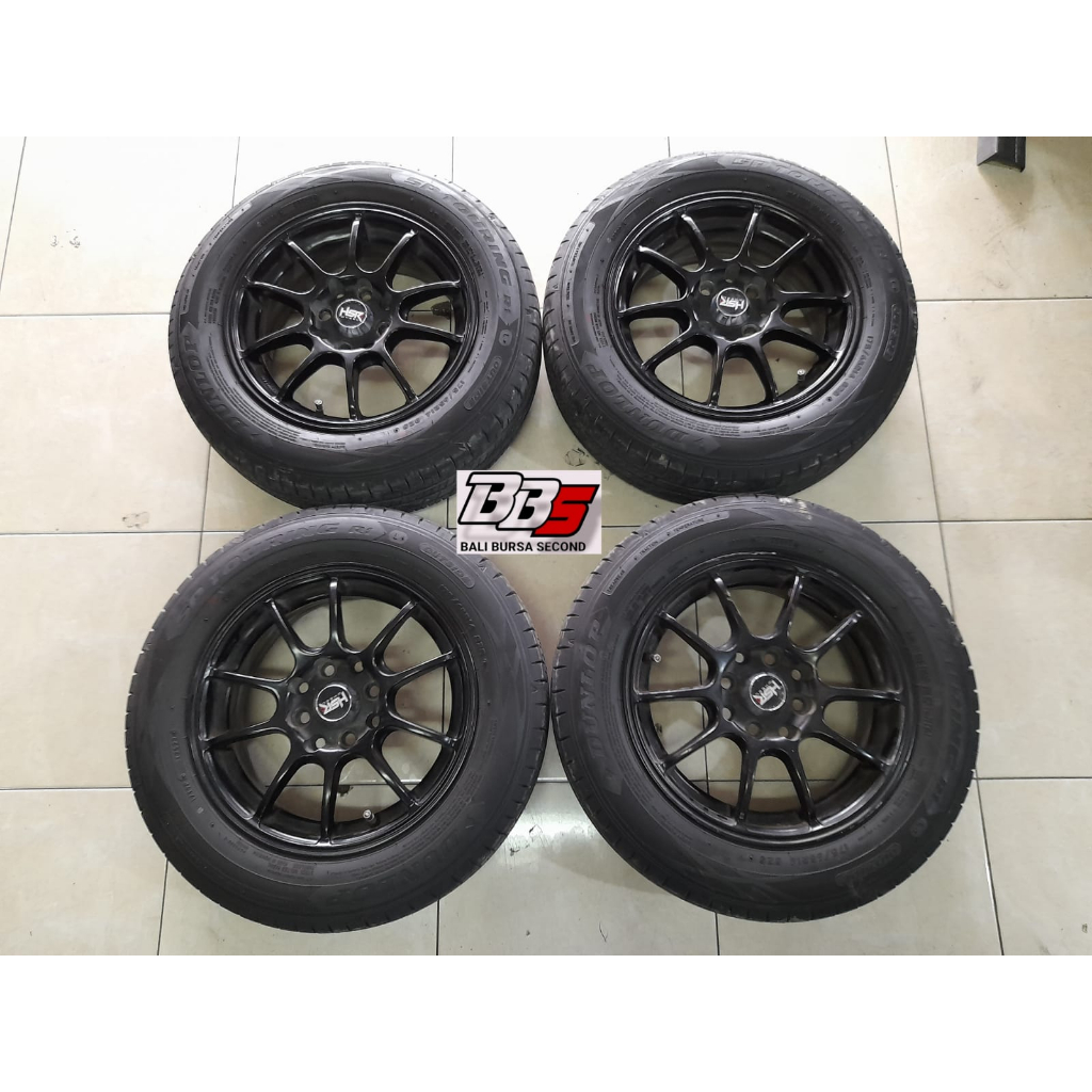 velg mobil bekas hsr yokote ring 14x6 pcd 4x100/114 & ban 175/65 dunlop 2022 cocok brio, agya, ayla,