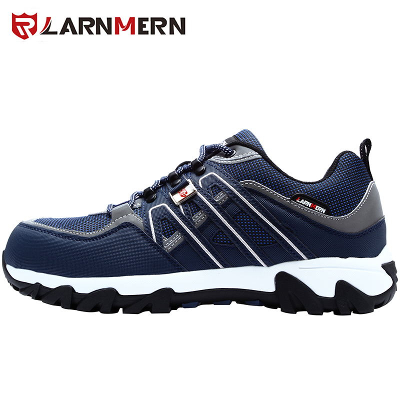 LARNMERN Pria Steel Toe Sepatu Safety SRC Non-Slip Bekerja Perlindungan Keamanan Alas Kaki Bernapas Tahan Lama Hiking Sneaker