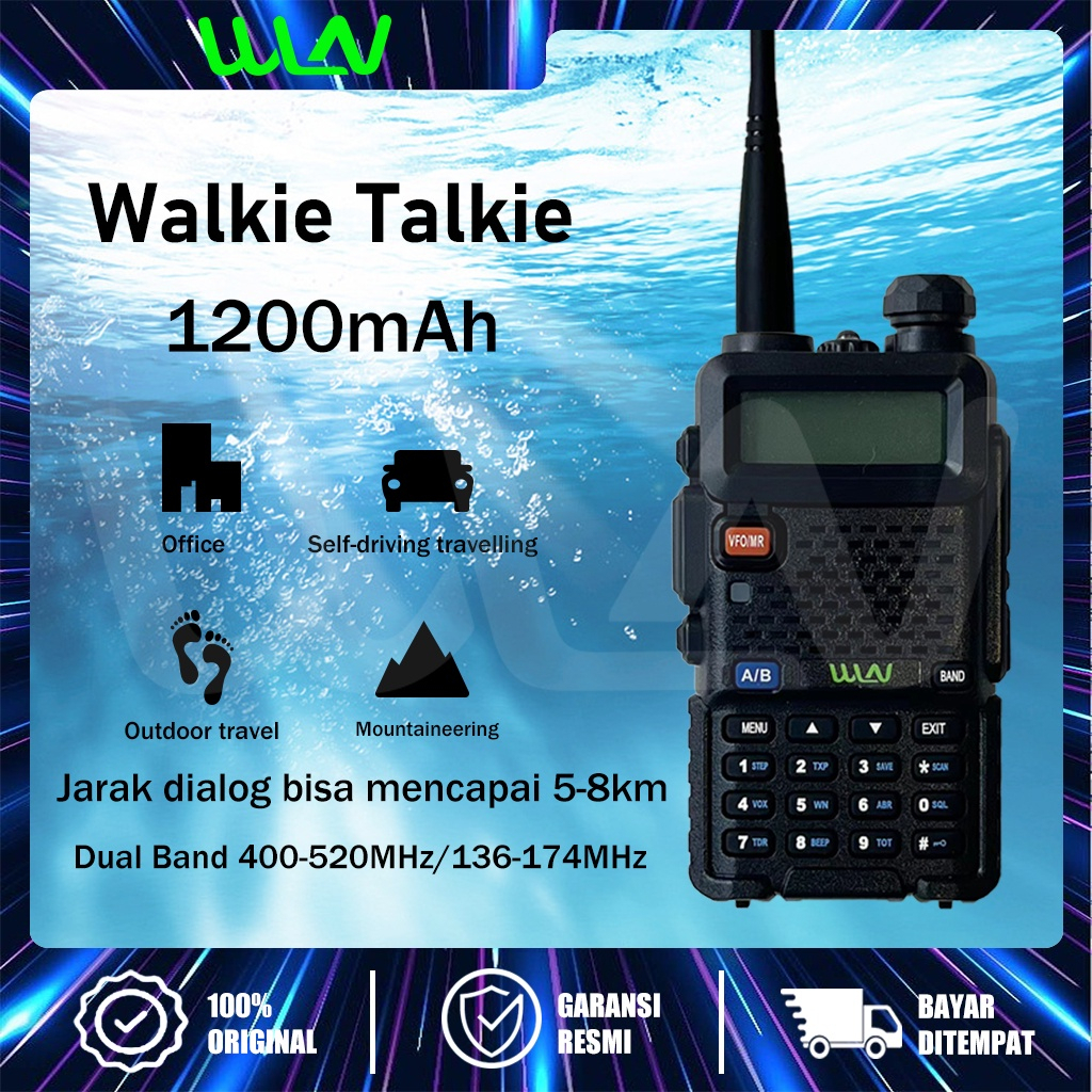 HT WLN KD-UV1 Walkie TalkieMirip BF UV5R Dual Band 5W 128CH UHF+VHF handy talkie