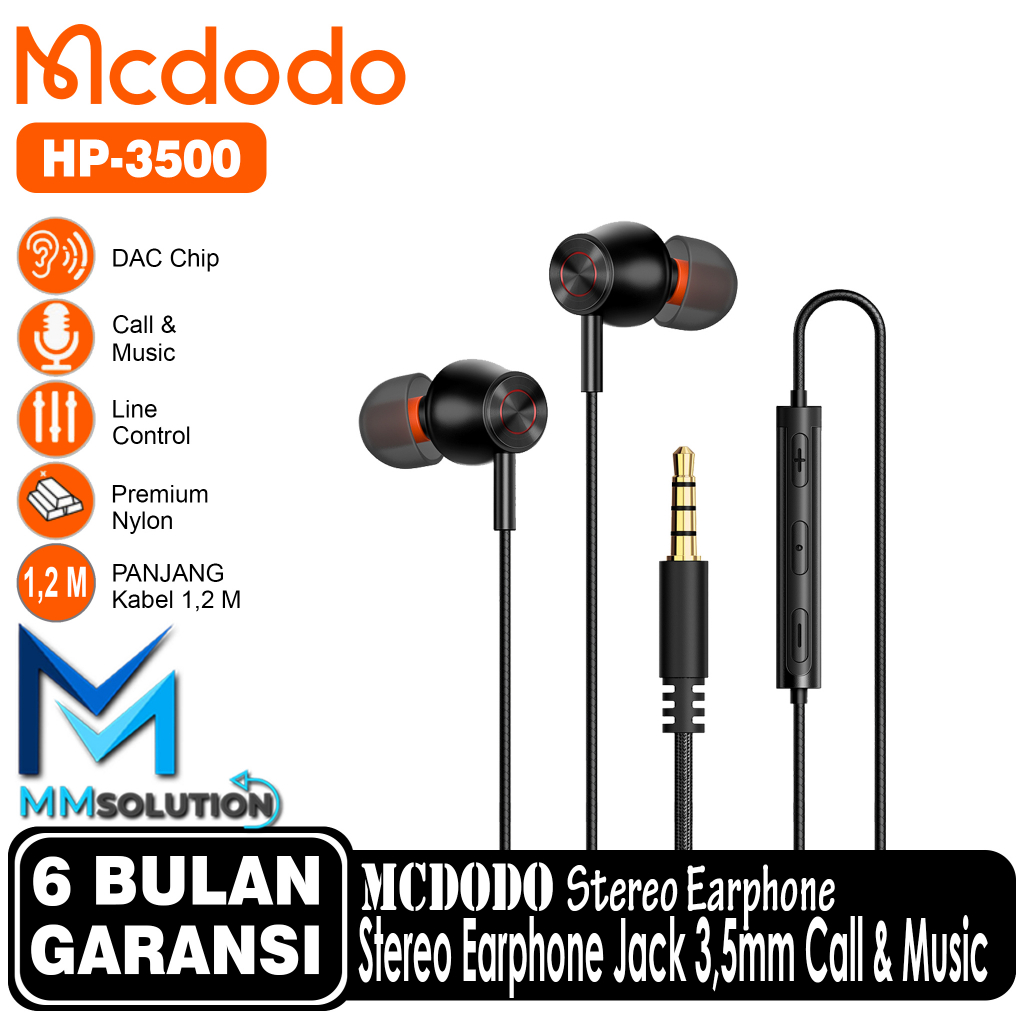 MCDODO HP-3500 Handsfree Headset Earphone Stereo With Mic Jack AUX 3.5