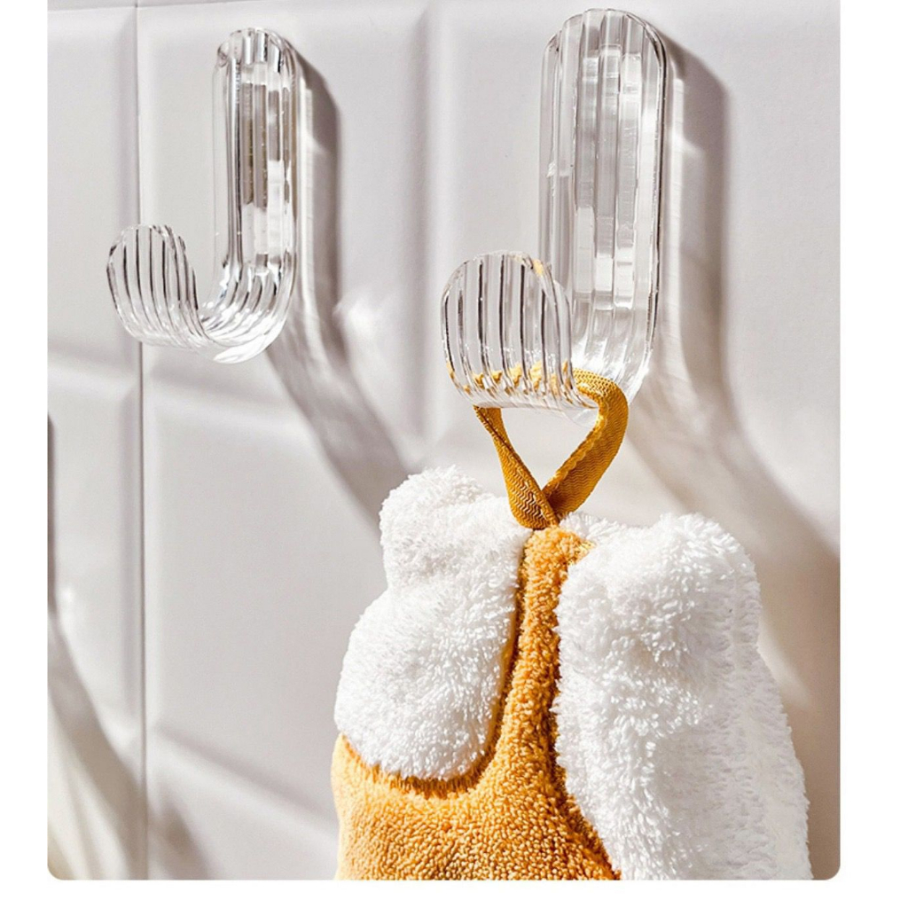 GPO Kait Tempel Dinding J Type Akrilik Kait Serbaguna Gantungan Baju