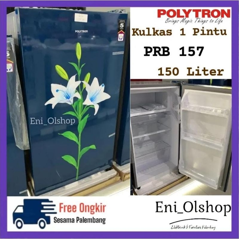 BARU KULKAS POLYTRON PRB 157, PRB-157 150 Liter Low Watt 75 Watt, Kulkas Kecil 1 Pintu PRB157 Palemb