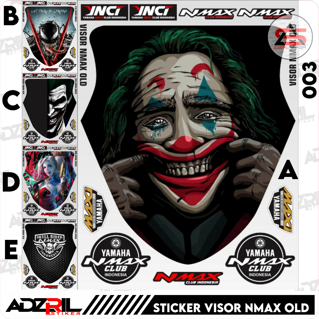 Stiker visor Winshield yamaha  Nmax Old 155  2015-2019 / stiker  Winshield  gambar joker /  stiker W