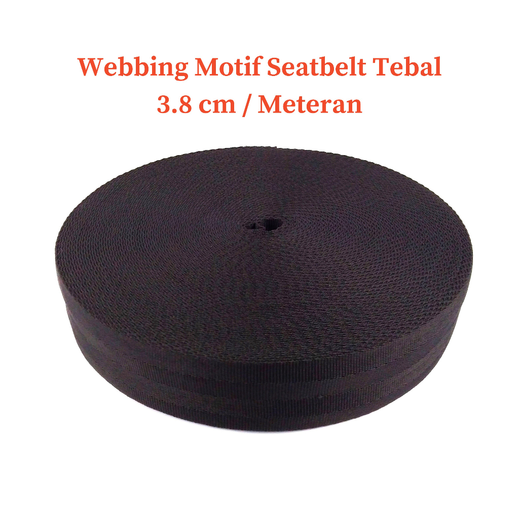Tali Webbing / Bisban Tas Motif Seatbelt 3.8 cm Tebal Meteran