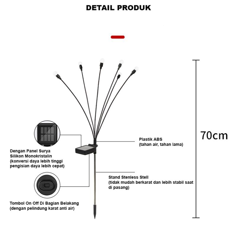 [ PPLUS ] LAMPU LED KUNANG KUNANG TENAGA SURYA / LAMPU  TAMAN SOLAR CELL MODEL KUNANG KUNANG / LAMPU DEKORASI TAMAN TENAGA SURYA