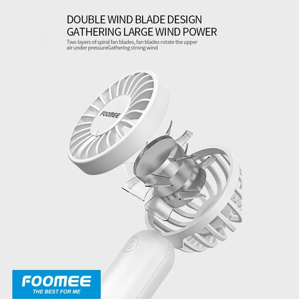 D_   Kipas Angin Mini Foomee FL-101 Portable Fan Handheld Rechareable