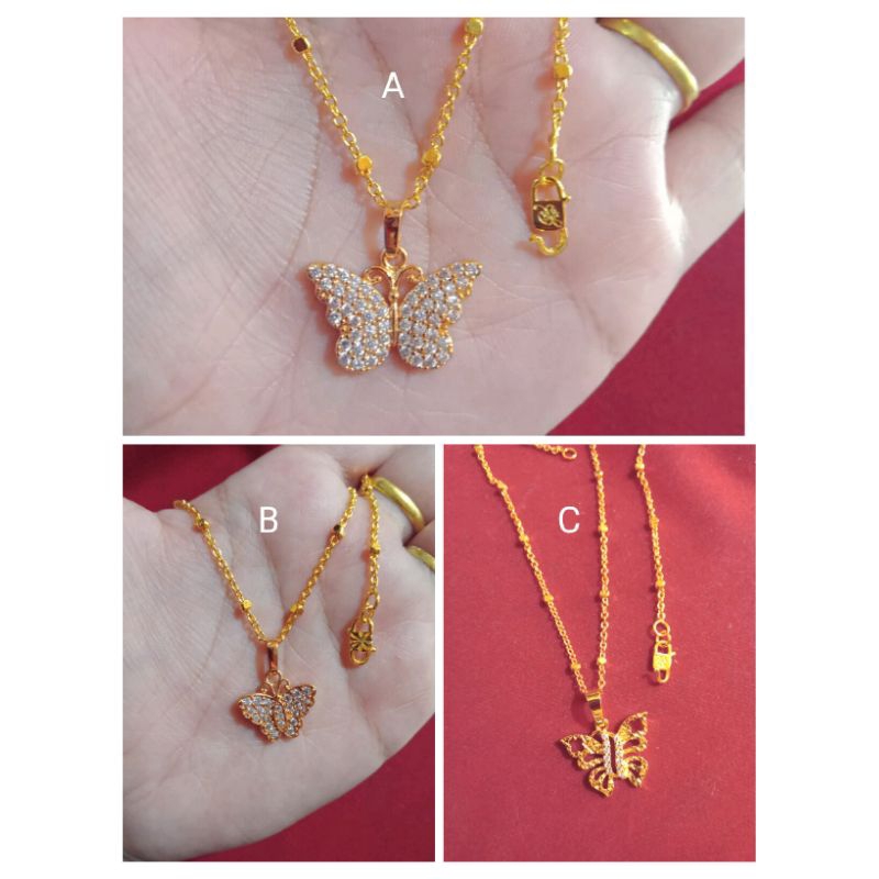 kalung Medan pentul kupu anak dan dewasa lapis emas 24k