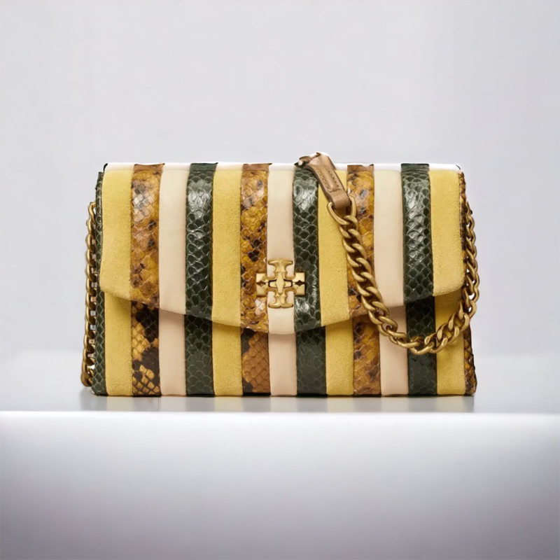 Original Tory Burch Kira Chevron Exotic Stripe Wallet on Chain WOC