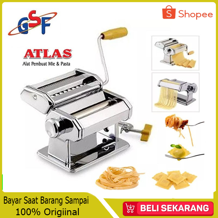 ATLAS GSF Gilingan Mie Manual Stainless Steel / Mesin Pembuat Mie 2 Tingkat