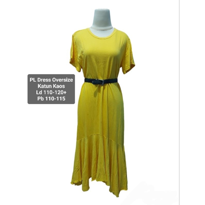 Dress Kaos Oversize Kuning Mustard