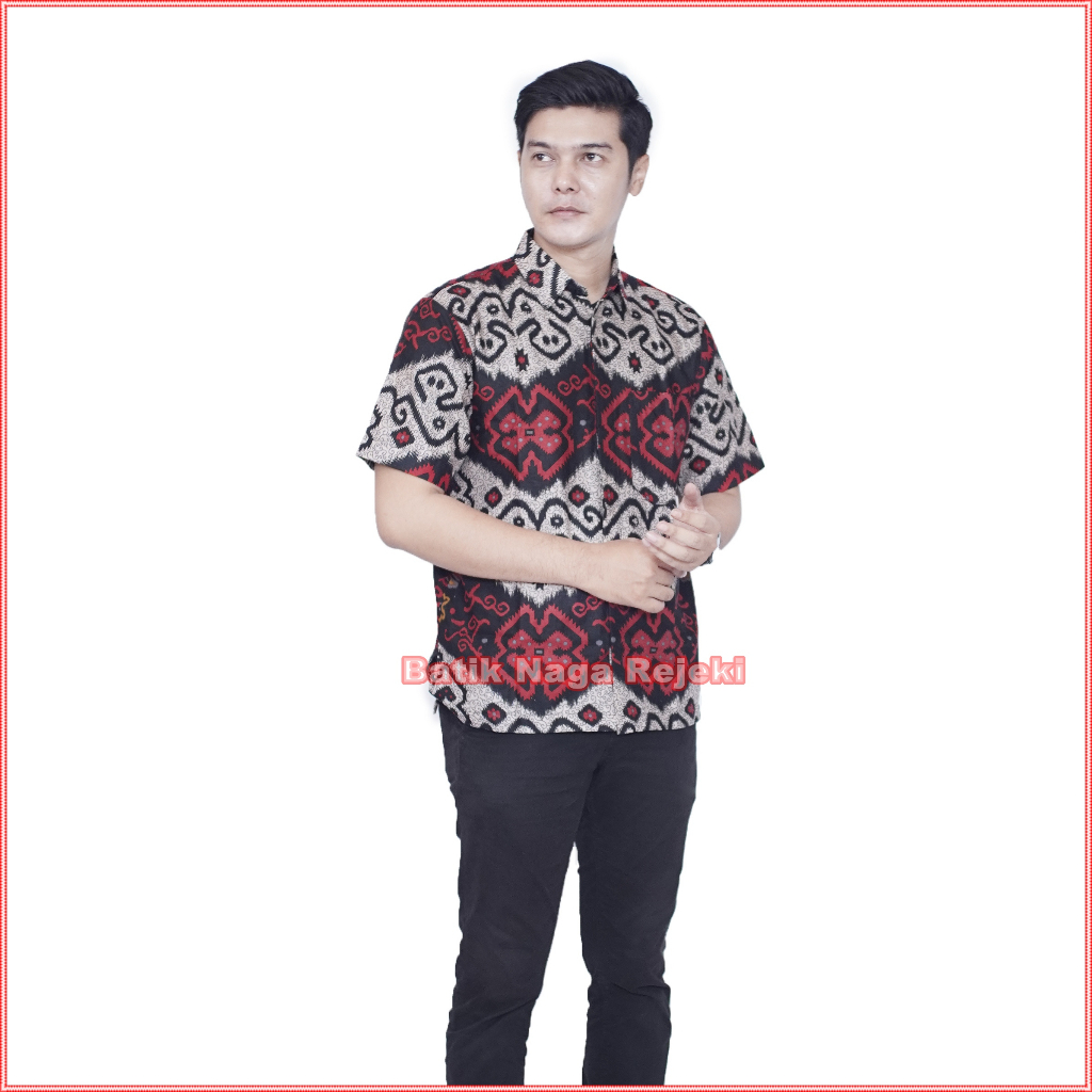 BatikNagaRejeki - Batik Pria Merah Putih Modern - Simple _ MERPUT HEM