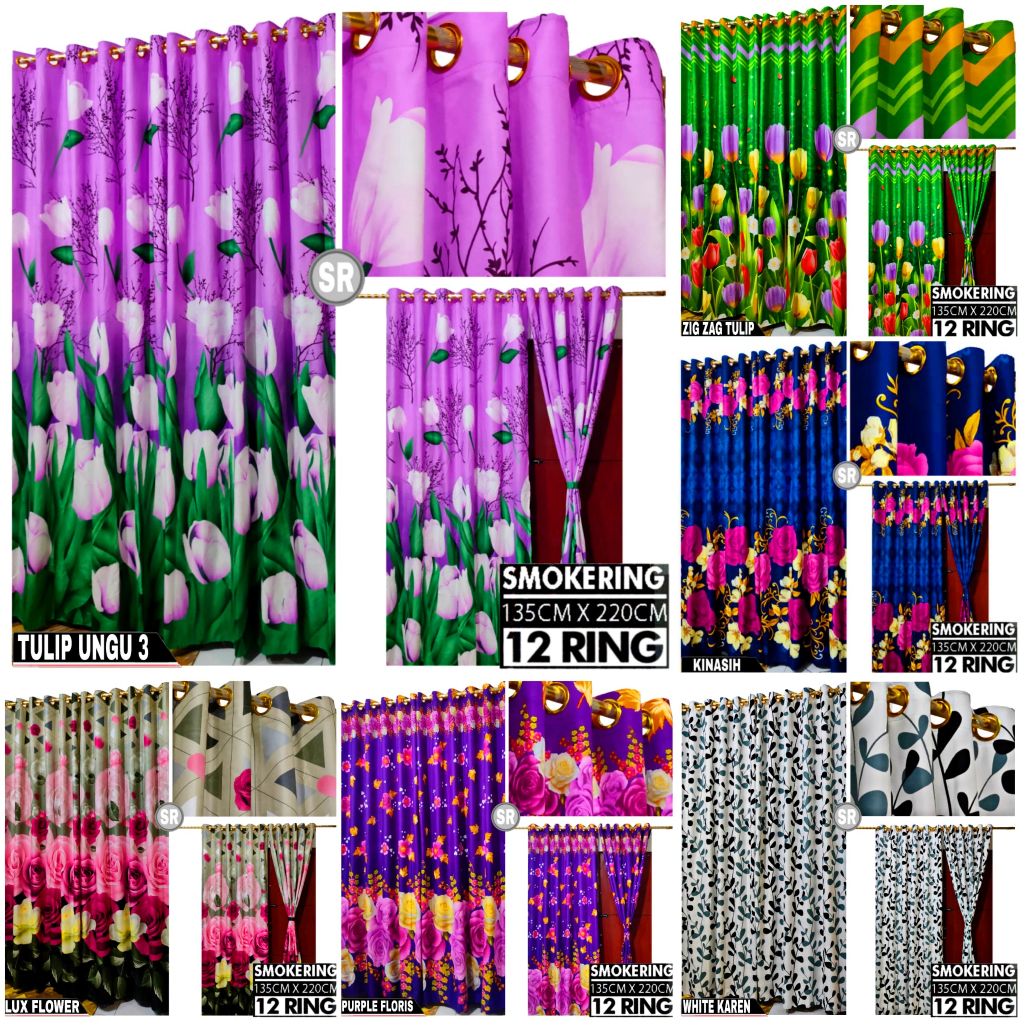 Gorden Jendela Pintu Kamar Smokring 12 Ring Minimalis Aesthetic Terbaru Panjang Tebal Batik Sultan K
