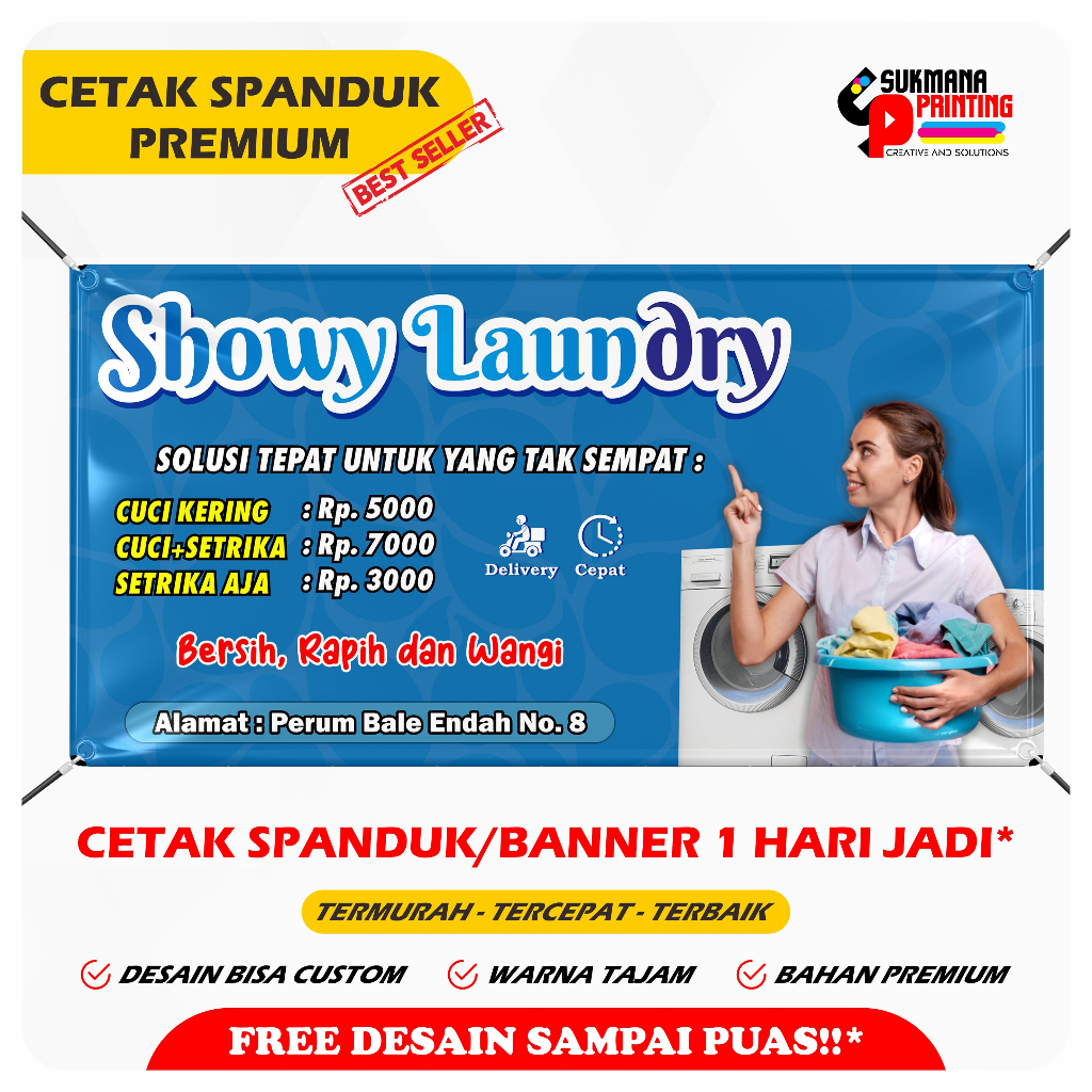 [FREE DESAIN] CETAK SPANDUK BANNER LAUNDRY-LAUNDRY KILOAN