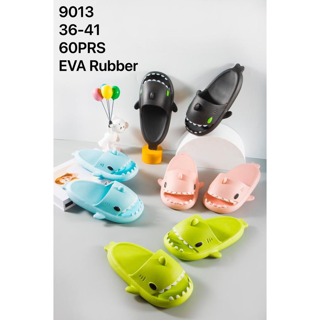 Sandal Selop Wanita Karet Import BALANCE EVA Rubber Motif Hiu Bapau Ringan Empuk Sol Tebal 5 Cm / 9013