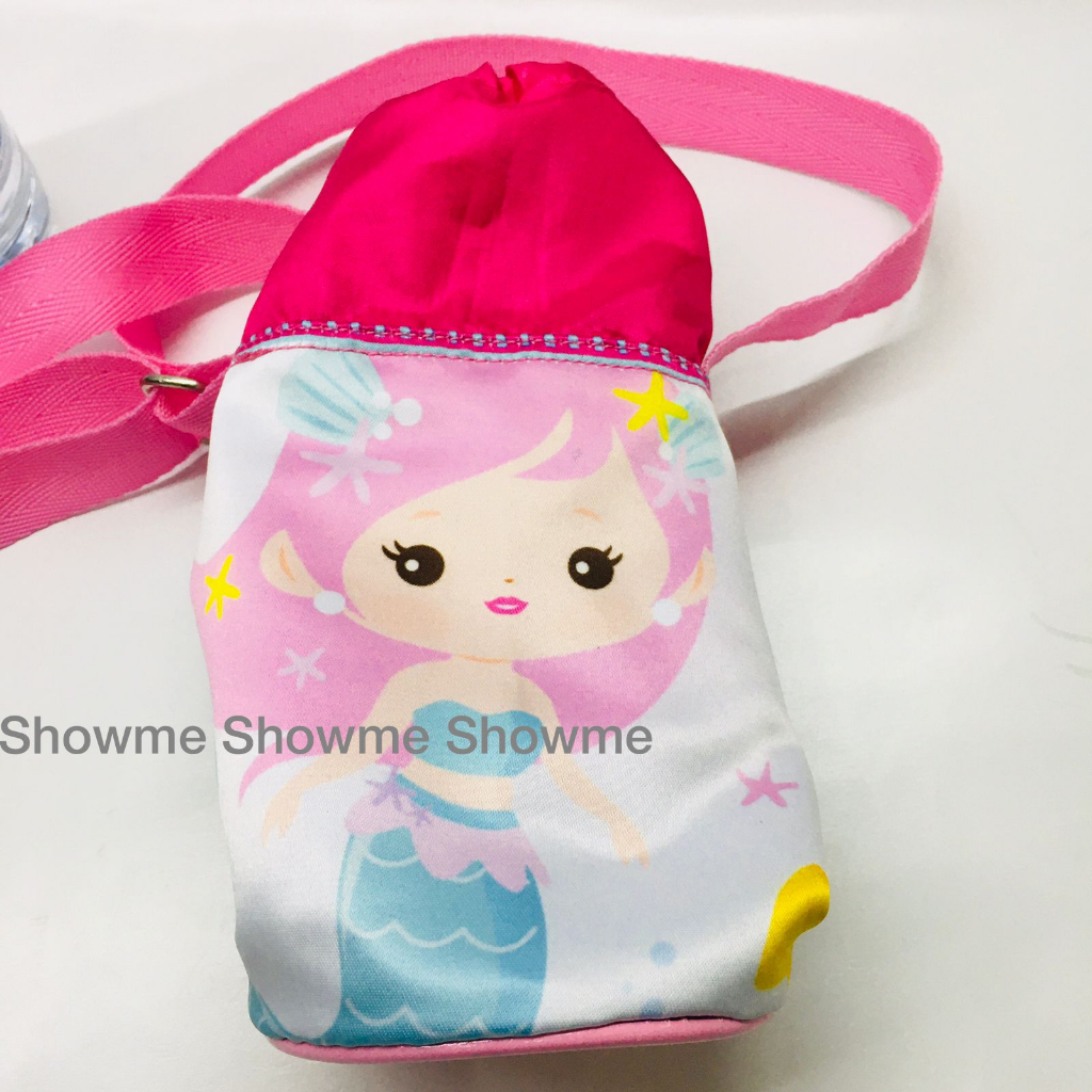 Showme tas botol minum anak sekolah karakter premium cetakan anti luntur MEMRMAID CUTE PINK